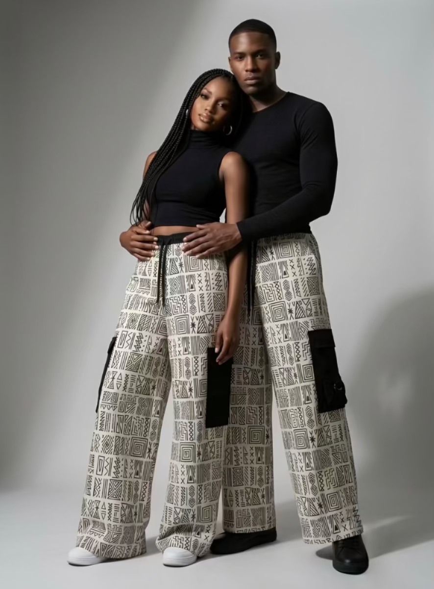 Geometric Wide-leg Cargo pant
