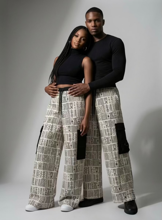 Geometric Wide-leg Cargo pant