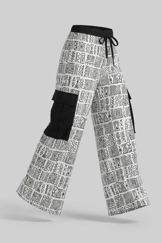 Geometric Wide-leg Cargo pant